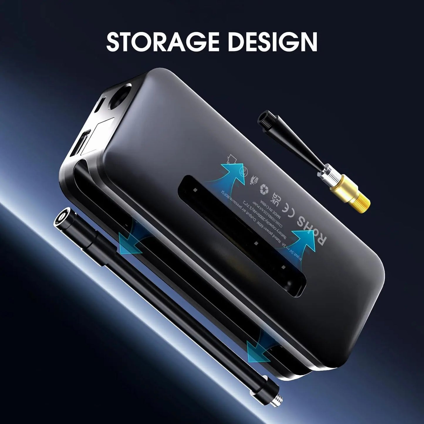 Portable Air Compressor with Digital Screen, 150PSI Tire Pump for Cars, Motorcycles, Bicycles