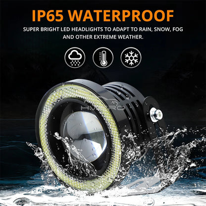 2Pcs Auto 30W Car Driving DRL Fog Lights COB Angel Eye 64/76/89mm Ambient Lamps Waterproof Daytime Running Bulb Headlight DC 12V