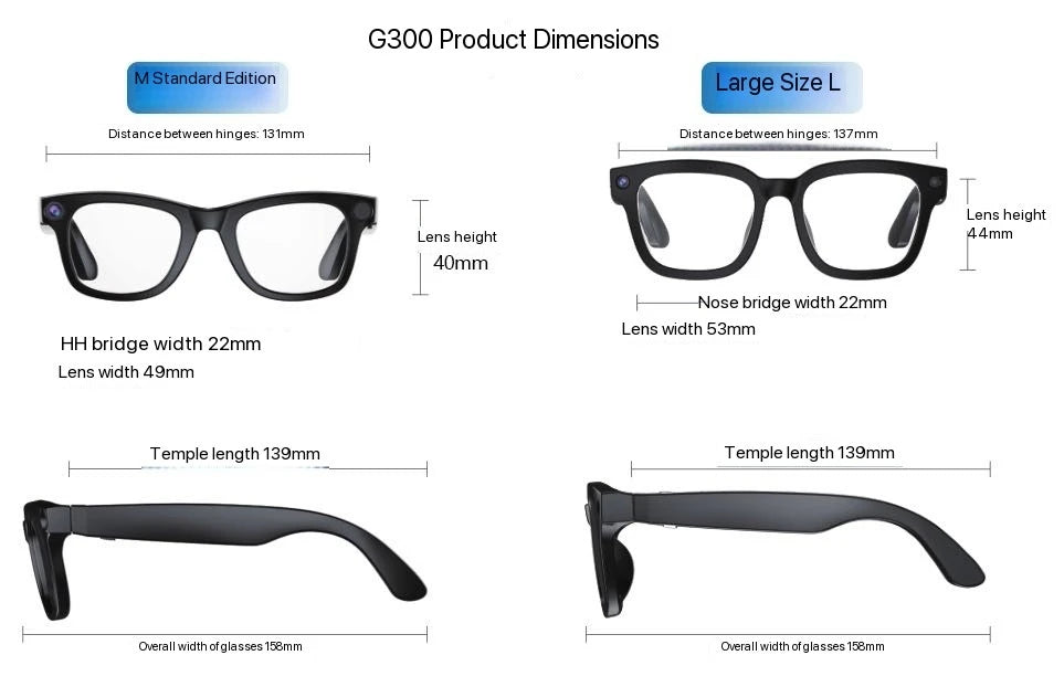 Hiwego New  Smart AI Glasses 800W pixel AI Shooting Camera HD Photo Video Voice Call Translation  Bluetooth Glasses For xiaomi