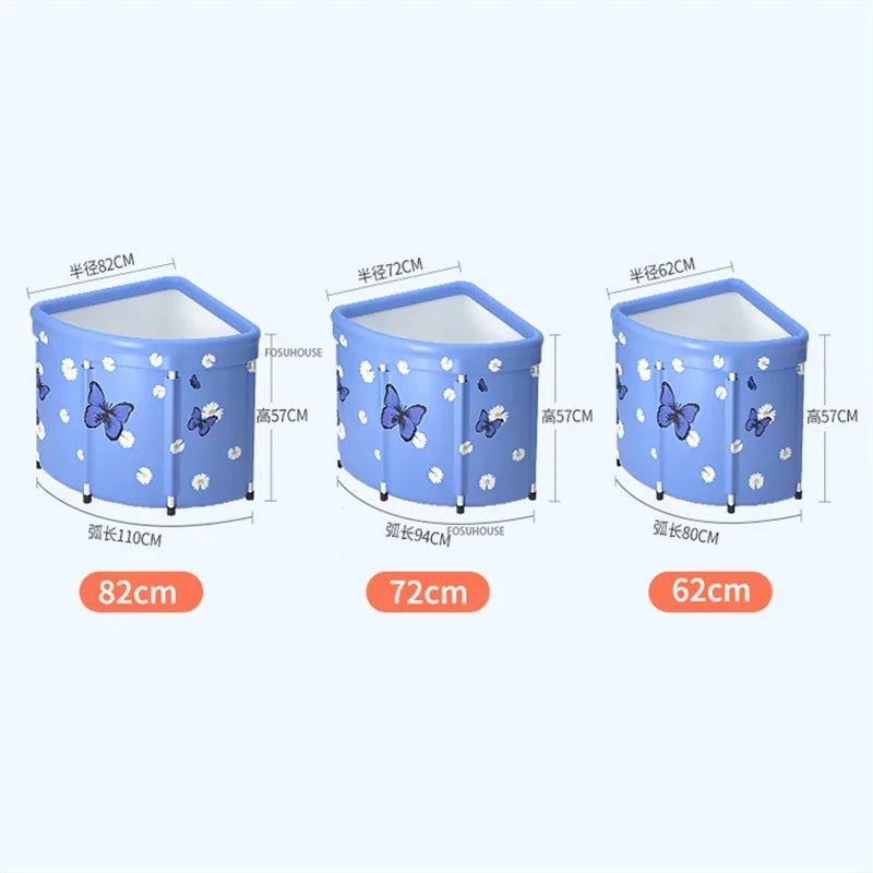 Household Triangular Bathtub Foldable Bath Bucket Swimming Pool Dual-use Portable Steam Sauna Fan-shaped Bath Barrel