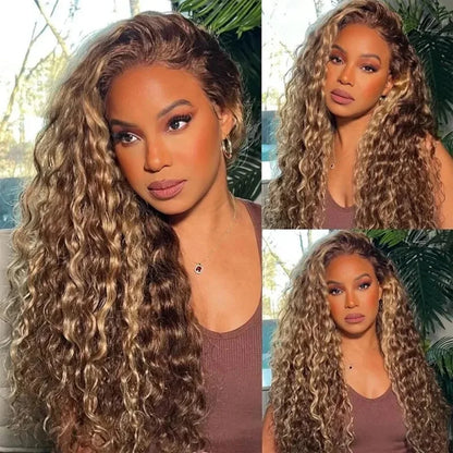 360 4/27 Full Lace Wig Human Hair Invisible Strap 250 Density Deep Wave HD Lace Frontal Wig Human Hair Pre Cut Curly 360 Wigs