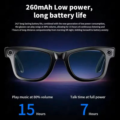 2025 New 800W Camera Glasses Bluetooth Smart Glasses with Camera Voice Call Music Smart Sunglasses Video Sound Record AI Glasses