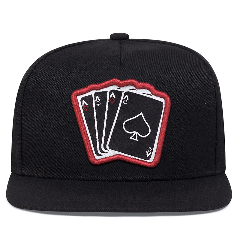 2024 New Fashion Hip Hop Cap Men Women Adjustable Playing Card Embroidered Baseball Caps Outdoor Sun Hat Unisex Snapback Hats