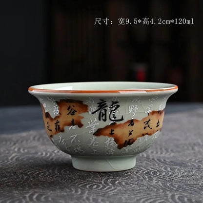 Vintage Teapot Ceramic Dragon Tea Kettles Home Office Kungfu Teaware Cups Set Chinese Tea Infuser Handmade Teacups