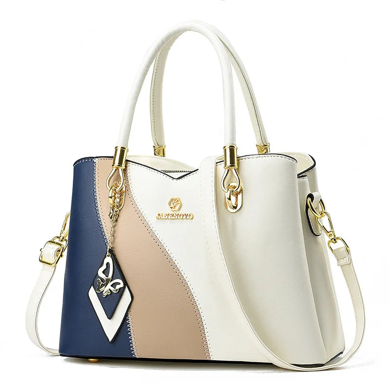 2024 New Three Color Combination Women's Handbag Large Capacity Soft Leather Shoulder Bag Fashion Elegant Women's Crossbody Bag