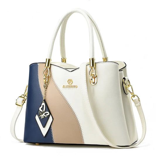 2024 New Three Color Combination Women's Handbag Large Capacity Soft Leather Shoulder Bag Fashion Elegant Women's Crossbody Bag