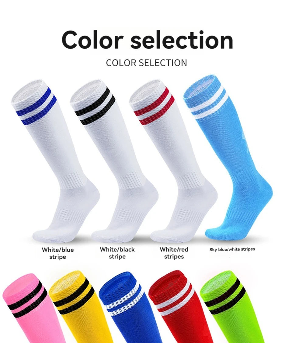 Loogdeel Kids Youth Adult Soccer Socks Stripe Knee High Softball Baseball Sports Socks Breathable Football Socks for Men Women