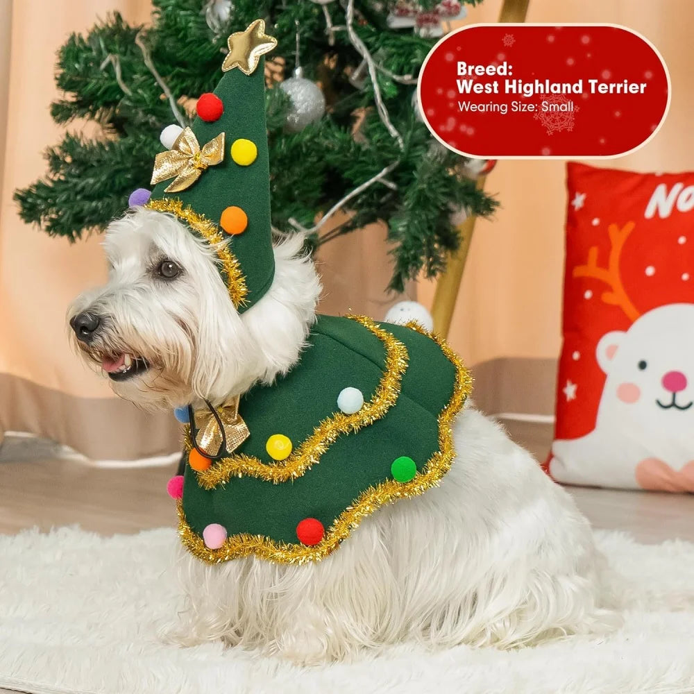 Dog Christmas costume, puppy Christmas cloak costume, cute cat costume, Christmas role-playing party