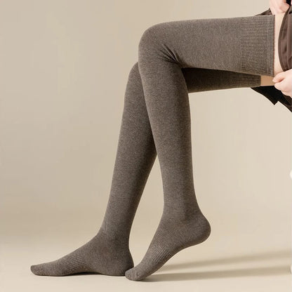 Winter Thigh High Socks For Women 100cm Lengthened JK Lolita Stockings Solid Color Over The Knee Stocks Slim Velvet Thigh Socks