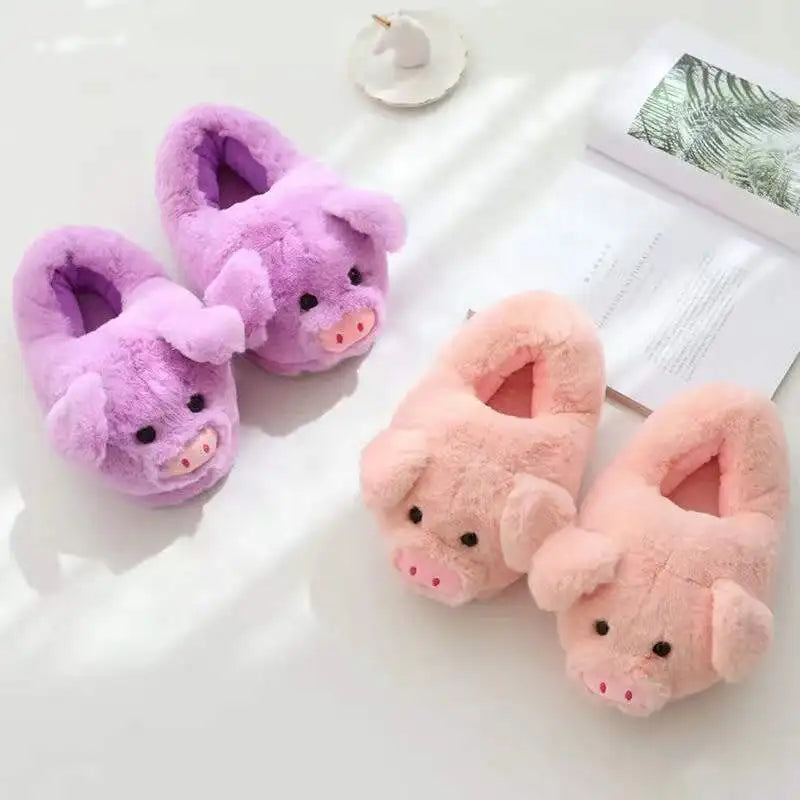 Winter Women Warm Indoor Slippers Ladies Fashion Cute Pink Pig Shoes Women's Soft Short Furry Plush Home Floor Slipper SH467