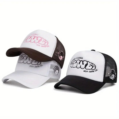 Sunscreen Cap EVERYONE IS GOING Baseball Cap Sunscreen Hat Adjustable Trucker Cap Breathable Casual Snapback Cap Hip Hop