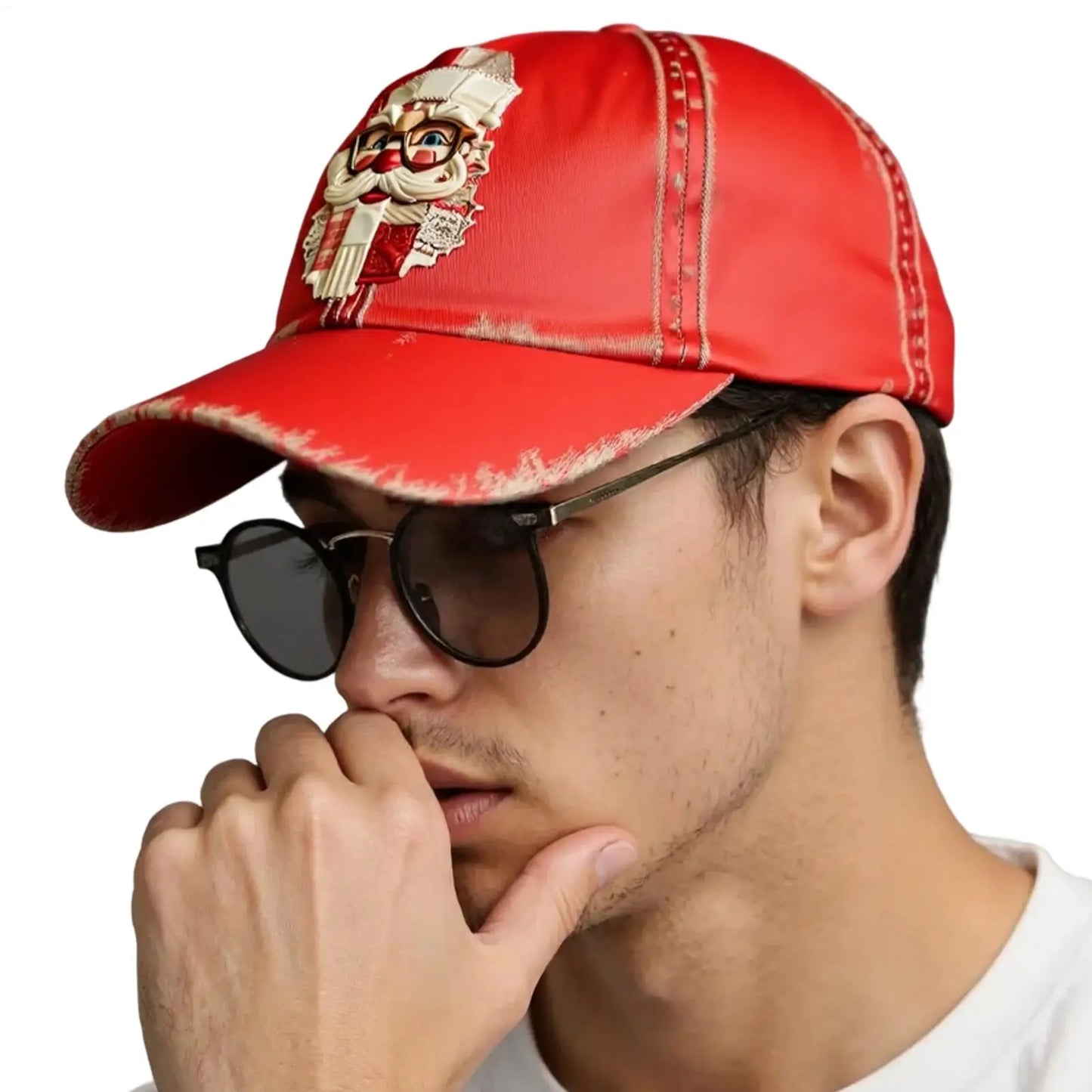 Baseball Hats for Men Christmas Red Funny Vintage Santa Claus Printed Baseball Hat New Unisex Fashion Trucker Caps
