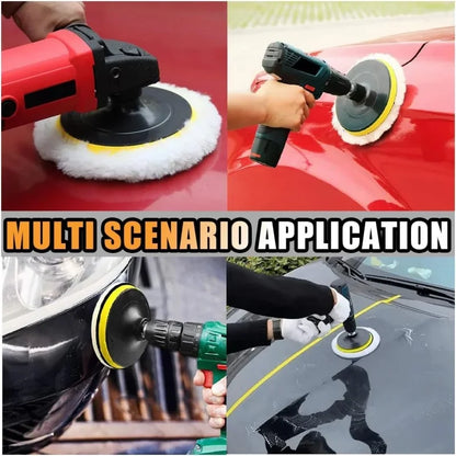 5Pcs 3/4/5/6/7 Inch Wool Car Polishing Pad Set For Polisher Machine Waxing Polishing Buffing Wheel Auto Paint Care Polisher Pads