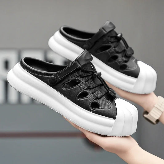 Fashion Men Sandals Summer Half Slippers Outdoor Women Beach Shoes Couple Walking Sneakers Comfortable Breathable Casual Shoes