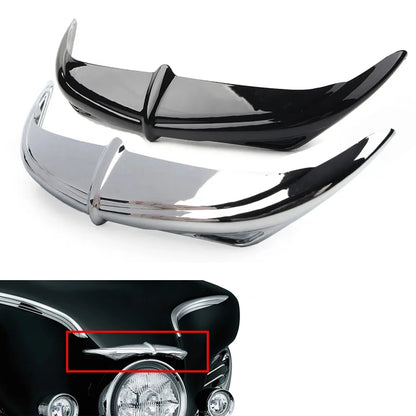 Chrome/Black Motorcycle Head Light Batwing Eyebrow Eyelid Fairing Accent Trim For Harley Electra Street Glides Trikes 1996-2013