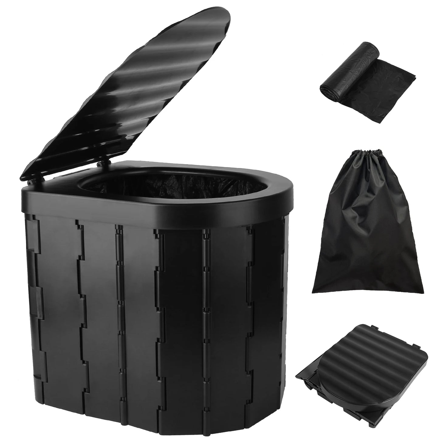 Portable Travel Bucket Toilet Seat Folding Toilet with Lid Camping Toilet Emergency Toilet Car Folding Toilets