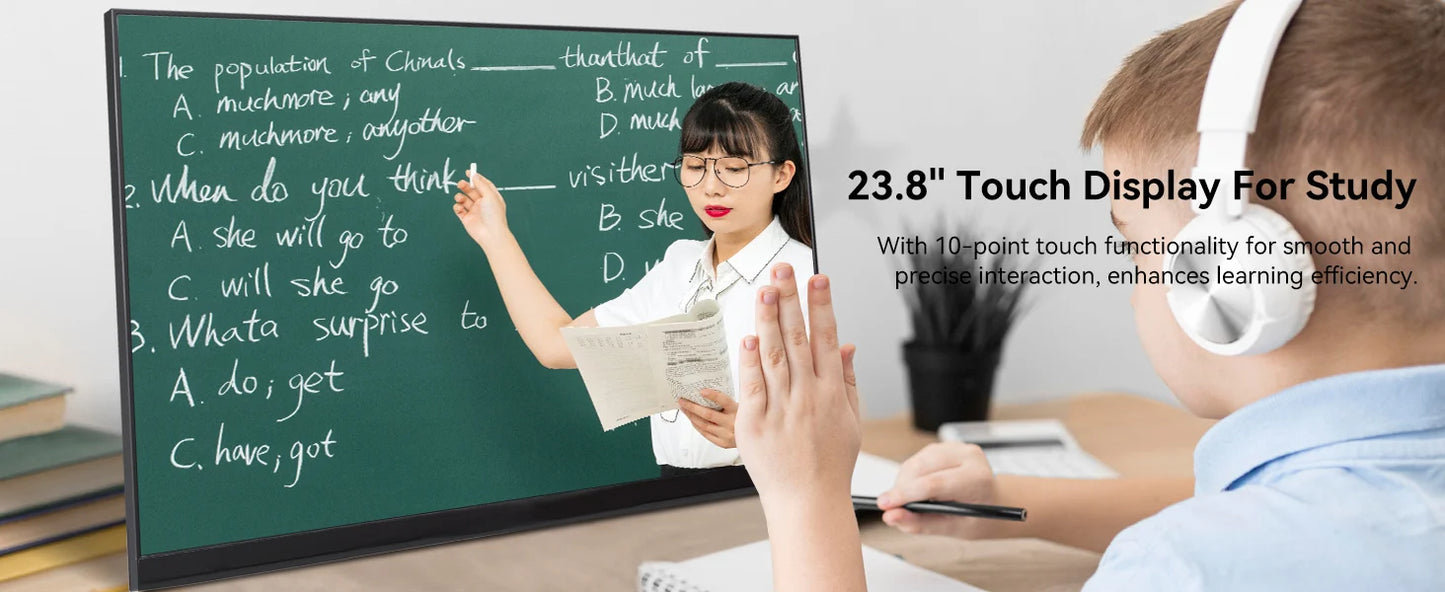 23.8” 120Hz Touchscreen Computer IPS 100%sRGB Display With Stand Portable Monitor For LaptopXBox Switch PS5 Gaming Extend Screen