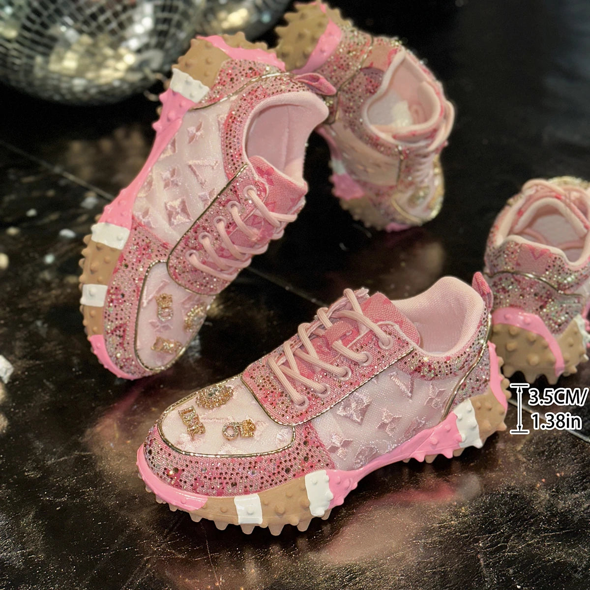Luxury Designer Women's Sneakers Fashion Luxury Rhinestone Ladies Shoes 2026 New Outdoor Platform Female Sports Shoes Vulcanize