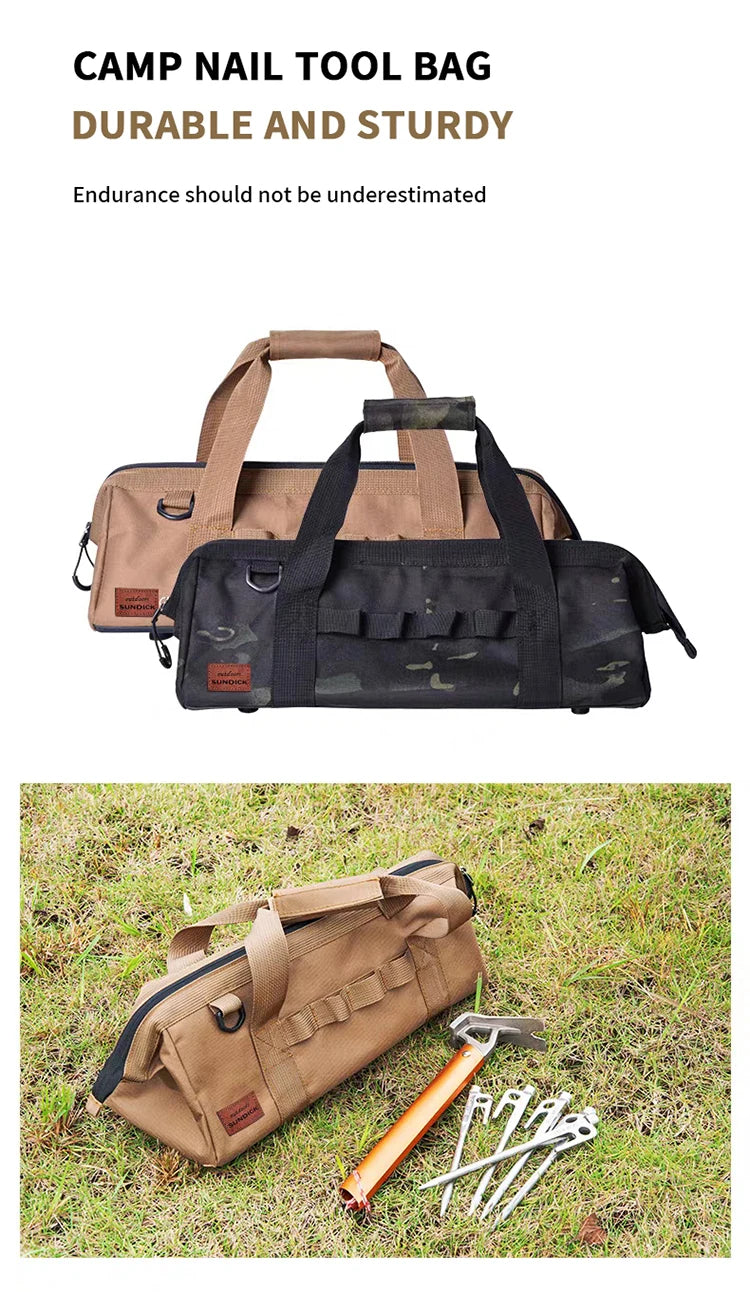 Camping tool storage bag,large-capacity tool kit, can be hung with a climbing buckle, high toe nail,Five colors to choose from
