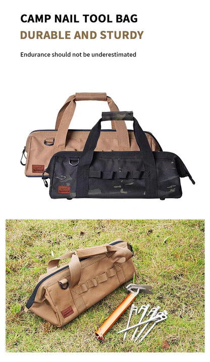 Camping tool storage bag,large-capacity tool kit, can be hung with a climbing buckle, high toe nail,Five colors to choose from