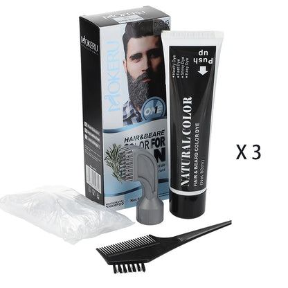 Hair Dye Cream Black Beard Dye Cream For Men Permanent Plant Beard Dye Shampoo Fast Cover White Grey Beard Hair Care