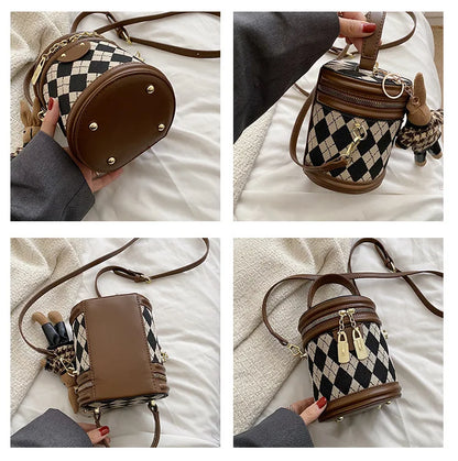 Women's Bag for Women Fashion Luxury Designer Zipper Small Handbags For Women Leather Bucket Shoulder Bag 2023 New Trend Pendant
