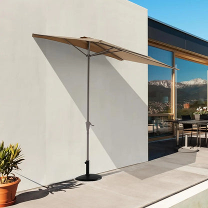 7.5’ by 4’ Half Rectangular Outdoor Patio Umbrella with Base Included, Perfect for Balcony, Garden, Deck, Customized