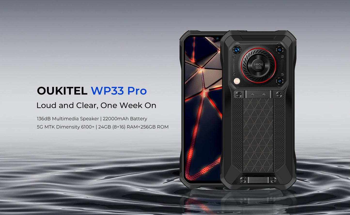 Oukitel WP33 Pro 5G Rugged Smartphone  22000mAh 6.6" FHD+ Cell phone 24GB 256GB Mobile Phone 64MP Camera  33W