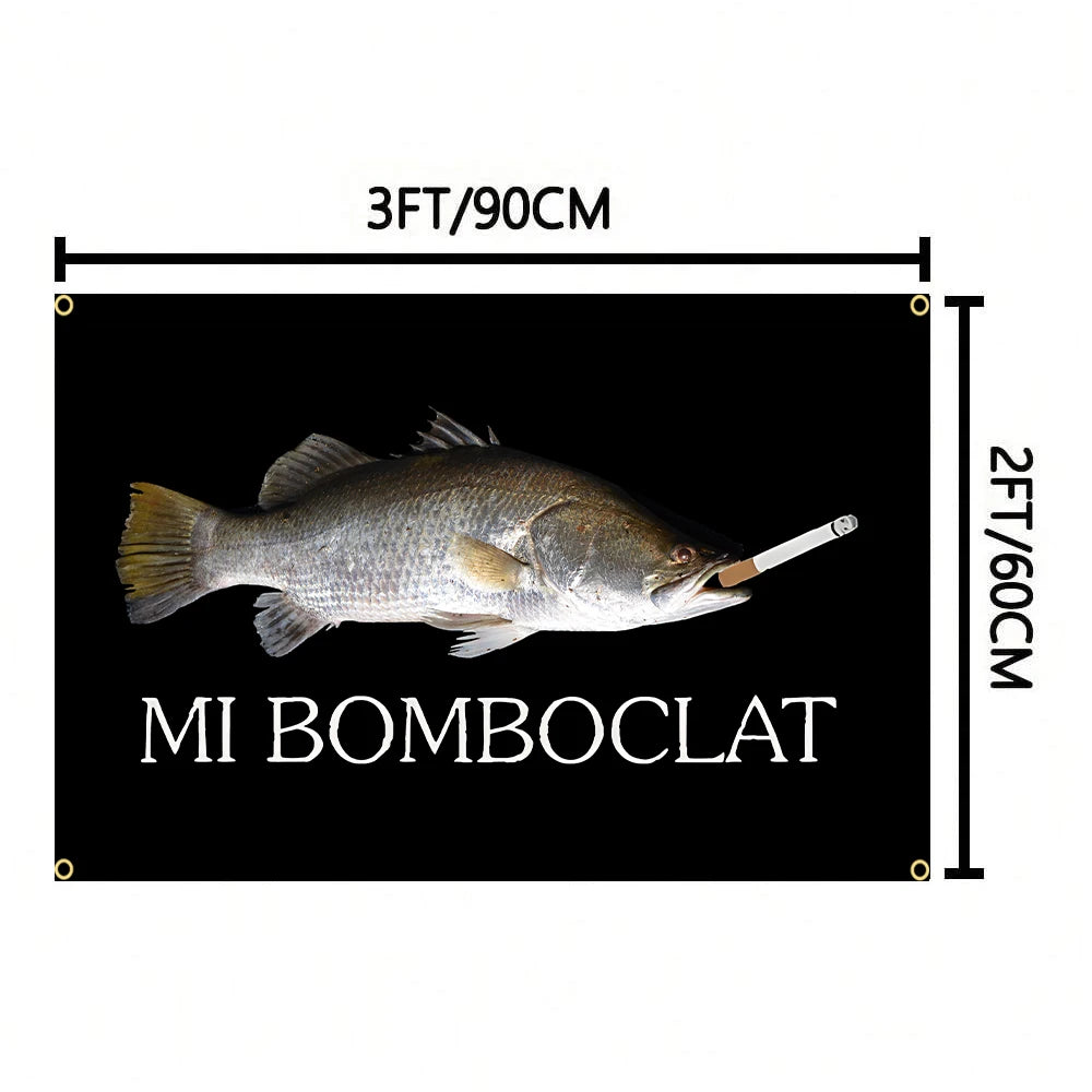 60X90 90X150CM Funny Boclat Fish Meme Flag Wall Hanging Tapestry Room Decor Double Penetration for Room Decor Dormitory Decor