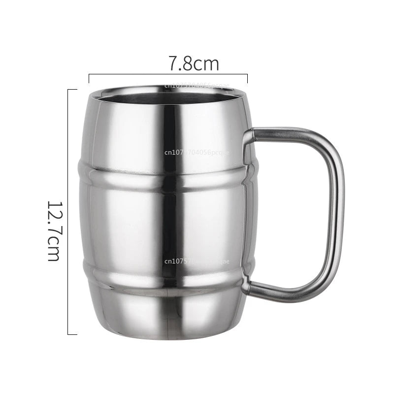 Hot Sale Double Wall Stainless Steel Beer Mug Portable Coffee Tea Cups Travel Tumbler Office Use Water Cup with Handle Drinkware
