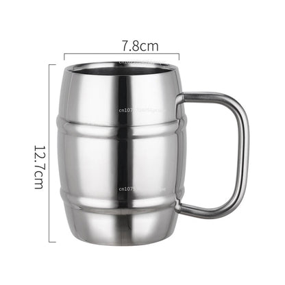 Hot Sale Double Wall Stainless Steel Beer Mug Portable Coffee Tea Cups Travel Tumbler Office Use Water Cup with Handle Drinkware