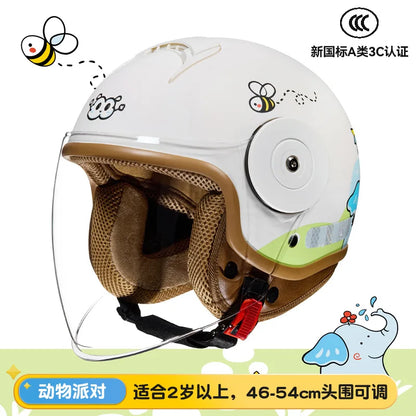 Children's Four Seasons Helmet New National Standard Class A 3C Certification Cartoon Electric Vehicle Helmet Motorcy Casco Moto