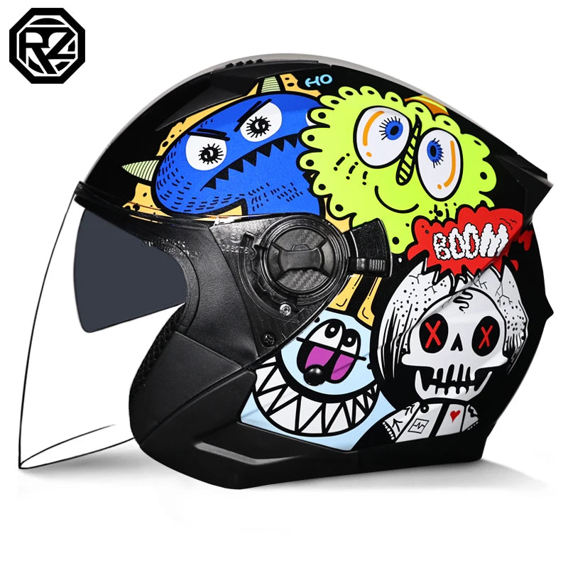 ORZ-705 Latest High Quality Motorcycle Helmet Half Covering Dual Lens Cascos para Motos Male Female Couple Capacetes de Moto