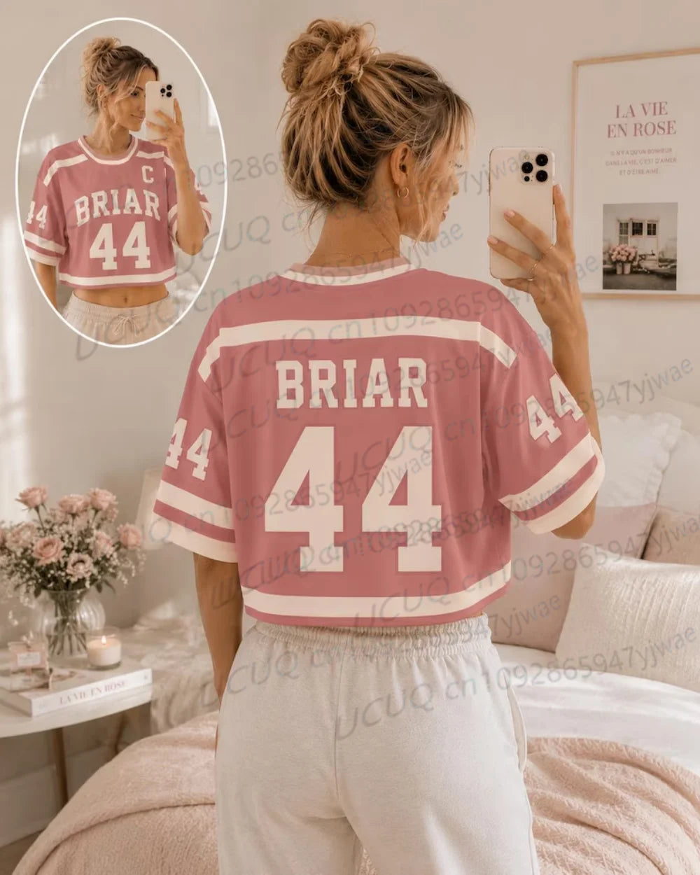 Summer Women's Off Campus Briar University Graham 44 DI LAURENTIS 66 Crop Top Football Jersey Short Sleeve Crop T-shirt Tops