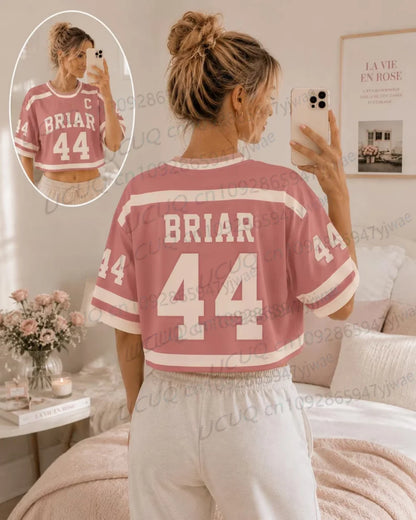 Summer Women's Off Campus Briar University Graham 44 DI LAURENTIS 66 Crop Top Football Jersey Short Sleeve Crop T-shirt Tops