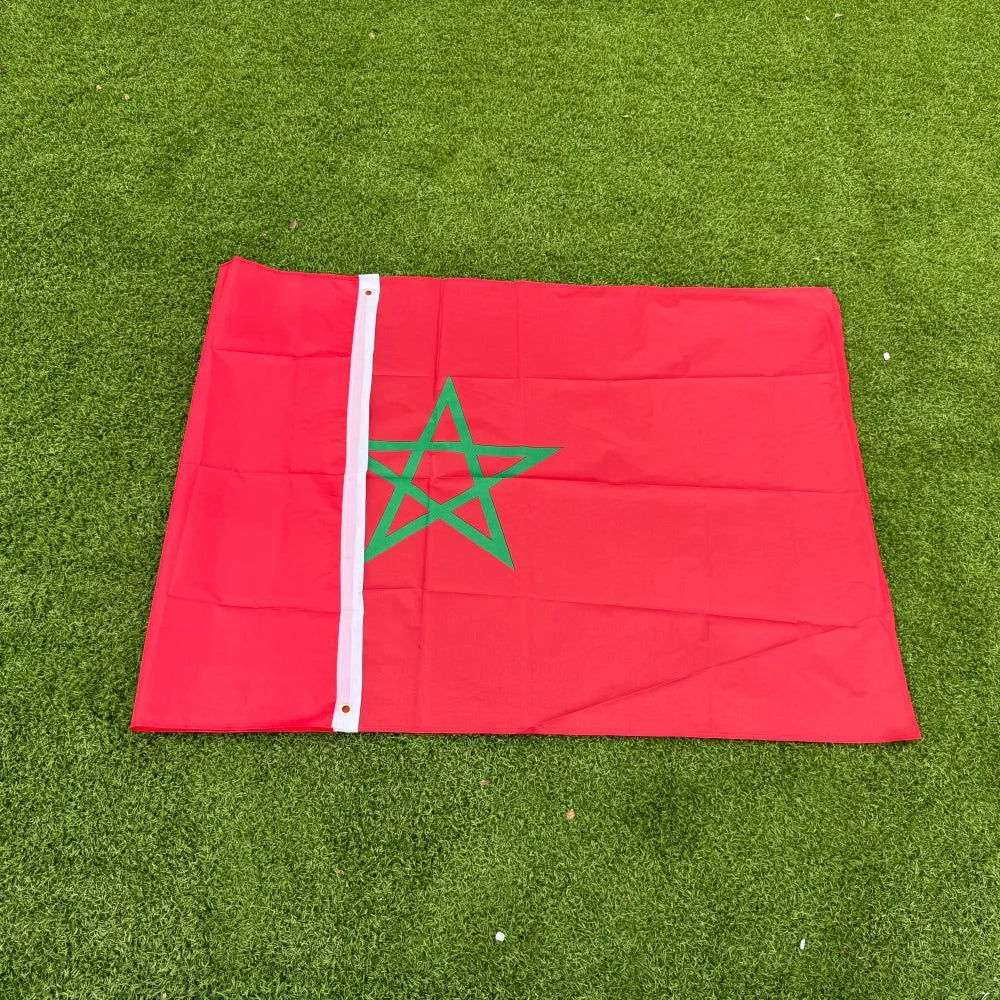 Morocco Flag 150x90cm Large 3x5 FT Moroccan National Flag Green Star Polyester Double Stitched Outdoor Indoor Decoration