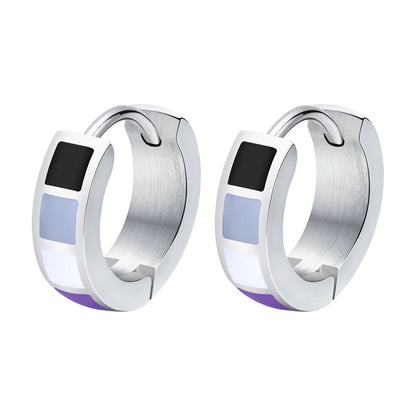 LGBT Rainbow Huggie Hoop Earring for Leibian Gay, Pride Flag Hinged Ear Piercings, Stainless Steel Jewelry