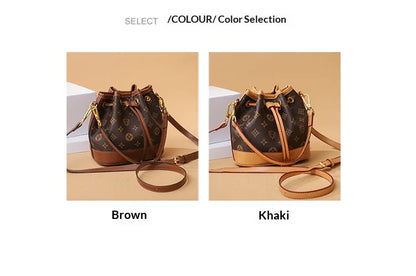 2026 Lady Luxurious Retro Bucket Bag-Shoulder Sling Bag, Backpack, Handbag, Print Drawstring Shoulder bag, Casual Versatile