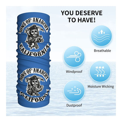 Custom 1 Percenter Essential Sons Bandana Neck Gaiter for Ski Camping Men Women Wrap Scarf TV Show Anarchy Headband Warmer