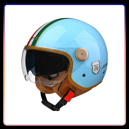 Daul Lens Open Face Motorcycle Helmets Retro Vintage Moto Jet Helmet Men Women DOT Unisex 3/4 Open Half Helm Cascos Para Motos