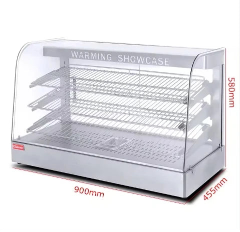Counter Curve Glass Pizza Chicken Pie Commercial Food Warmer Electric Display Showcase Bakery Snack Food Chicken