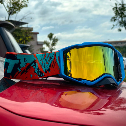 New Motorcycle Goggles Anti-Fog HD Lens, Motocross Glasses Windproof Protective Eyewear for MX MTB Cycling Riding Men & Women