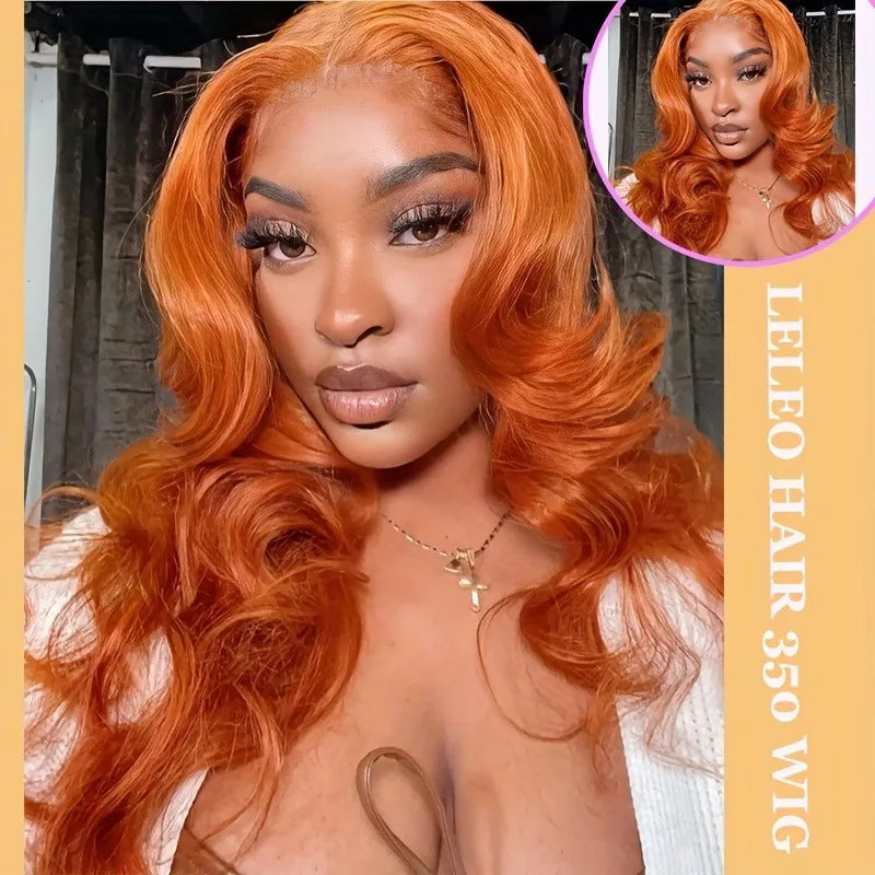 350 Ginger Orange Human Hair Wig Body Wave Pre Plucked With Baby Hair Lace Front Wigs 13x4 Ear To Ear Lace Body Wave Lace Wigs 1