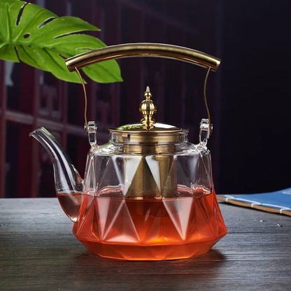 Glass Beam Pot Flower Tea Pot Health Pot Heat Resistant Glass Teapot With Strainer Infuser Teapot to Boil Water Kettle Gaiwan