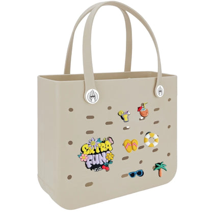 L Large Beach Bag EVA Rubber Waterproof Beach Travel Picnic Storage Basket Women's Shopping Handbag Hemp Bag Jelly Tote Bag