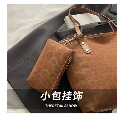 2pcs/set Leopard Print Women Shoulder Bag For Commuting, Daily Used, Casual Tote Bag Large Capacity Ladies Handbags And Purses