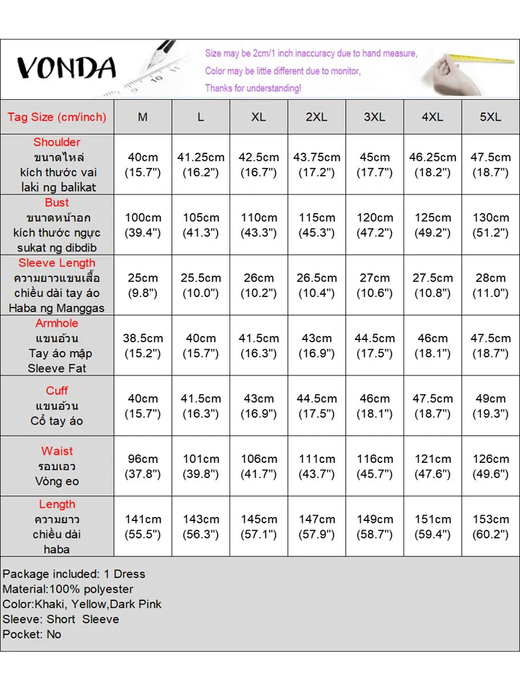 VONDA Women Vintage Maxi Dress Short Sleeve Summer Party Vestidos 2025 Casual Printed A-line Robe Bohemian V-Neck Long Sundress