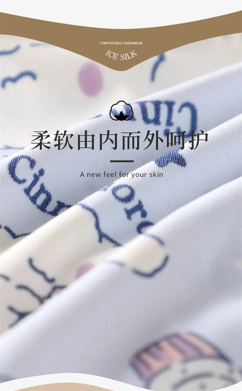 Sexy Thong Hello Kitty Panties Kawaii Cute Cartoon Underwear Women Ice Silk Briefs Girl Gift Underpants
