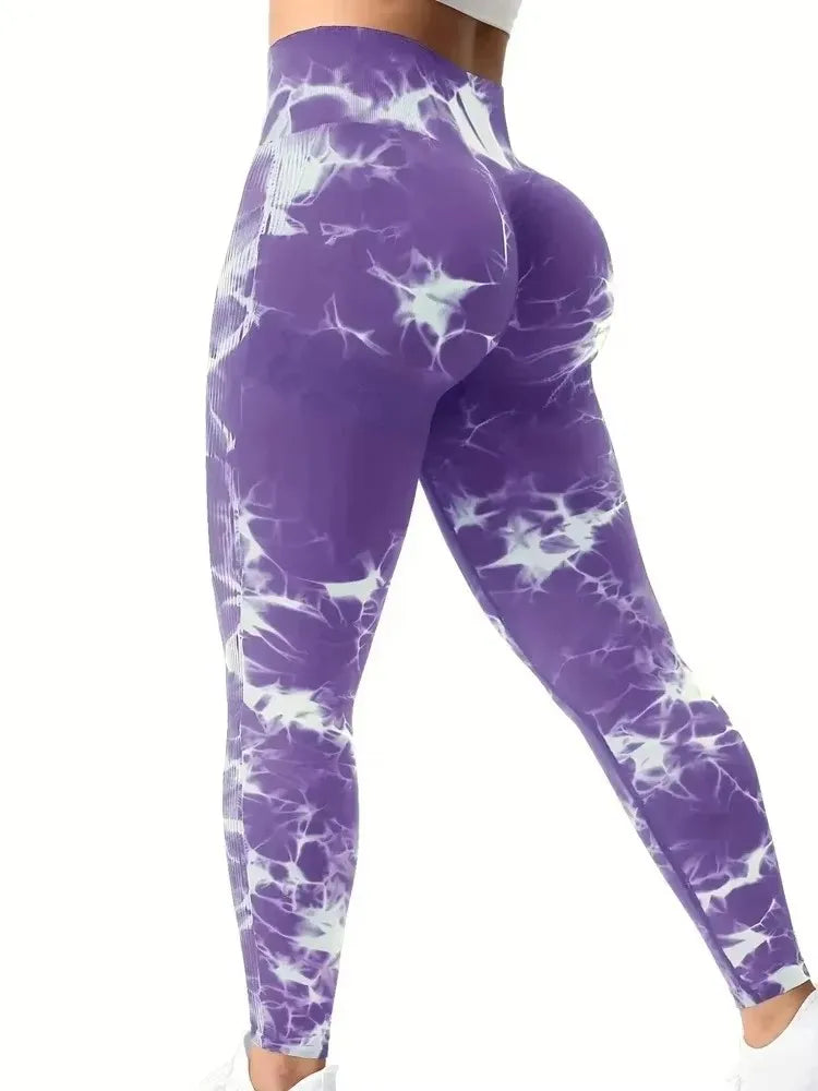 CZGUKE Tights Women Tie Dye Leggings High Waist Lifts Butt Tummy Control Push Up Seamless Yoga pants Ladies Workout Gym Clothing