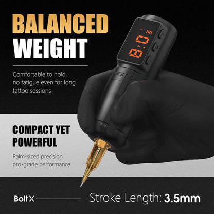 Ambition Bolt-X Kit Tattoo Machine Pen Set Wireless Power Supply Battery 1600mAh 10Hours Permanent Makeup Coreless Tattoo Gun
